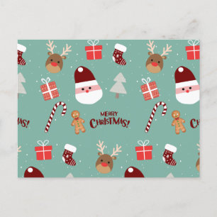 Cartes Pour Fêtes Annuelles Cute Père Noël Reindeer Sucre de canne Motif en pa