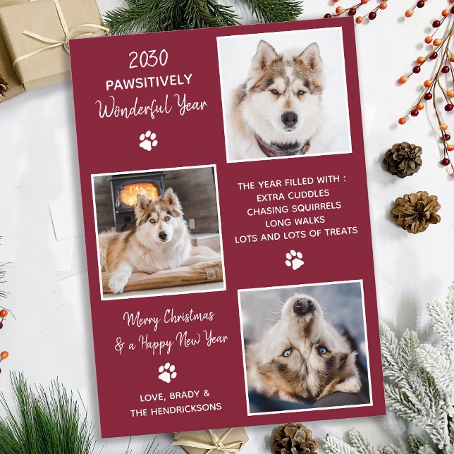 Cartes Pour Fêtes Annuelles Cute Pet Année en révision Custom Chien Photo Coll (Créateur téléchargé)