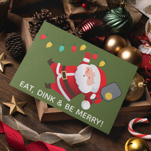 Cartes Pour Fêtes Annuelles Cute Pickleball Père Noël Green Christmas Photo