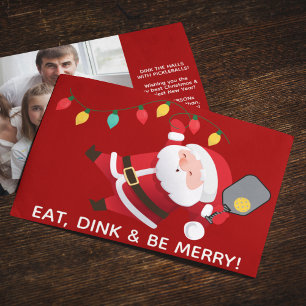 Cartes Pour Fêtes Annuelles Cute Pickleball Père Noël Red Christmas Photo