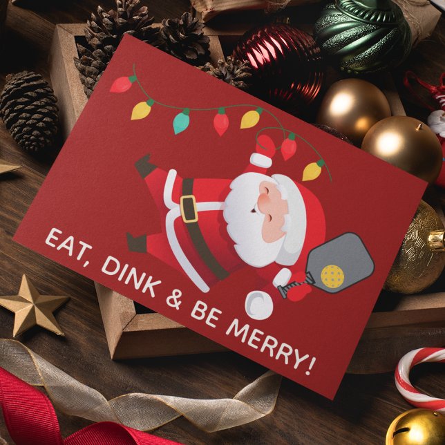 Cartes Pour Fêtes Annuelles Cute Pickleball Père Noël Red Christmas Photo (Créateur téléchargé)