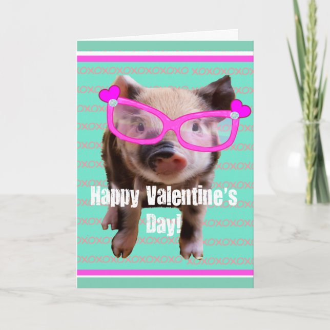 Cartes Pour Fêtes Annuelles Cute Pig - Happy Valentine's Day (Devant)