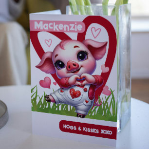 Cartes Pour Fêtes Annuelles Cute Pig Hogs et Baisers Valentines personnalisées