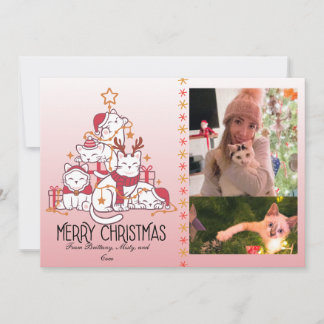 Cartes Pour Fêtes Annuelles Cute Pink Christmas Kitties