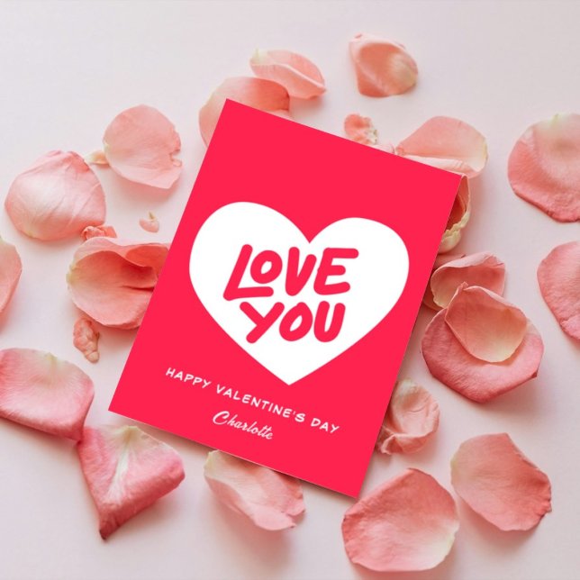 Cartes Pour Fêtes Annuelles Cute Pink i love You Hearts Flirter Valentine Day (Créateur téléchargé)