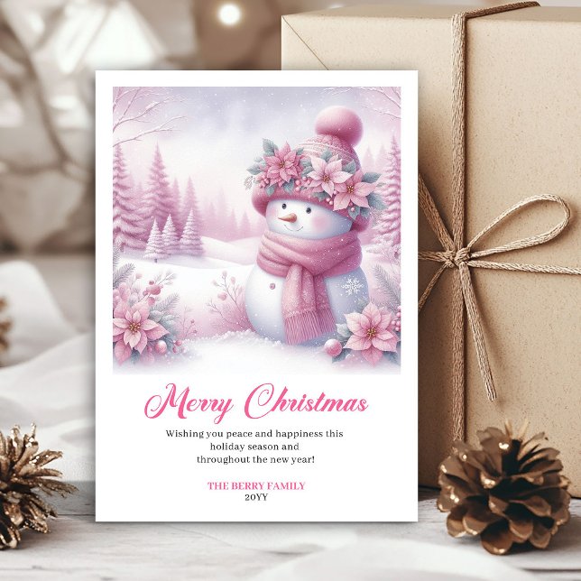 Cartes Pour Fêtes Annuelles Cute Pink Snowman Kids Download Christmas Greeting (Cute Pink Snowman Kids Download Christmas Greeting Card

)