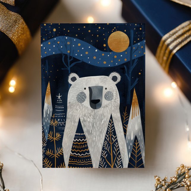 Cartes Pour Fêtes Annuelles Cute Polar Bear Nordic Winter Merry Christmas  (Créateur téléchargé)