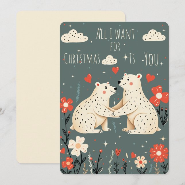 Cartes Pour Fêtes Annuelles Cute Polar Bears Christmas Card (Devant / Derrière)