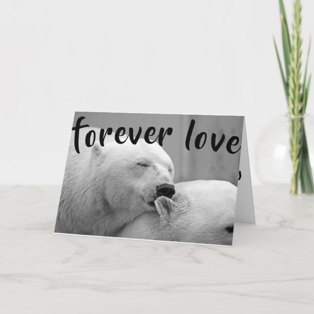Cartes Pour Fêtes Annuelles Cute Polar Ours Noir Blanc Saint Valentin (Devant)