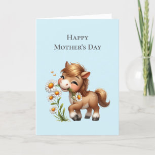 Cartes Pour Fêtes Annuelles Cute Pony Manger Mangs Fête des Mères