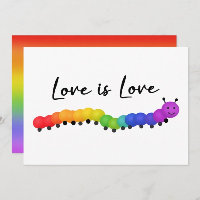 Cartes Pour Fêtes Annuelles Cute PRIDE Rainbow couleurs chatoyantes chenille (Devant / Derrière)