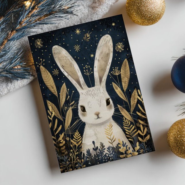 Cartes Pour Fêtes Annuelles Cute Rabbit Nordic Woodland Merry Christmas Photo  (Créateur téléchargé)