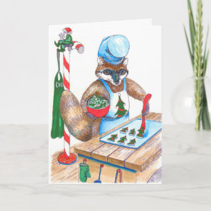 Cartes Pour Fêtes Annuelles Cute Raccoon Chef Alaska Wildlife Christmas Card