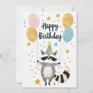 Cartes Pour Fêtes Annuelles Cute Raccoon Joyeux anniversaire