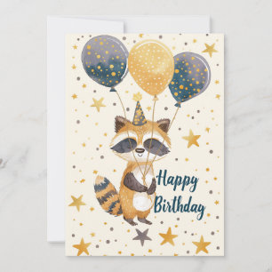 Cartes Pour Fêtes Annuelles Cute Raccoon Joyeux anniversaire