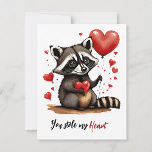Cartes Pour Fêtes Annuelles Cute raccoon personnalisé valentine