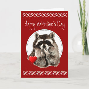 Cartes Pour Fêtes Annuelles Cute Raccoon souffle des baisers pour votre Saint 
