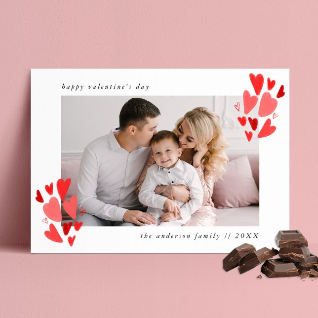 Cartes Pour Fêtes Annuelles Cute Red Hearts Photo Saint Valentin (Créateur téléchargé)