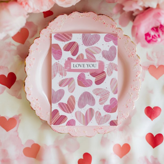 Cartes Pour Fêtes Annuelles Cute Red & Rose Hearts Photo (Créateur téléchargé)