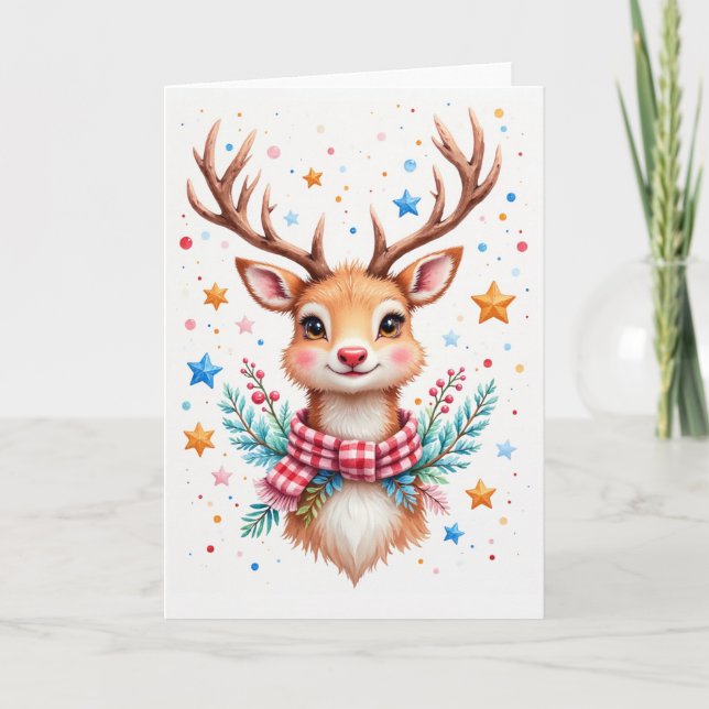 Cartes Pour Fêtes Annuelles Cute Reindeer Blank Holiday Greeting Card (Devant)