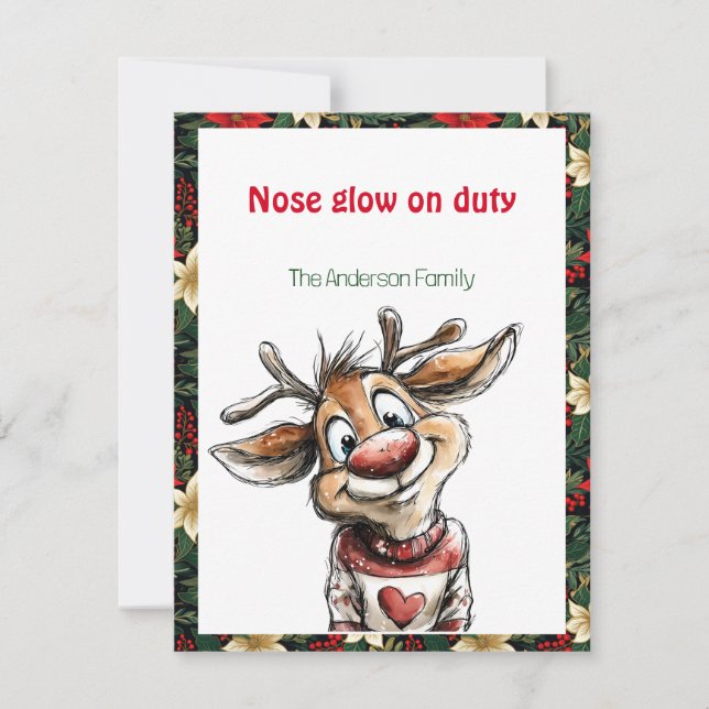 Cartes Pour Fêtes Annuelles Cute reindeer christmas wish red retro Postcard (Devant)