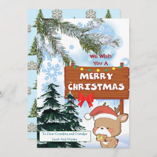 Cartes Pour Fêtes Annuelles Cute Reindeer Merry Christmas