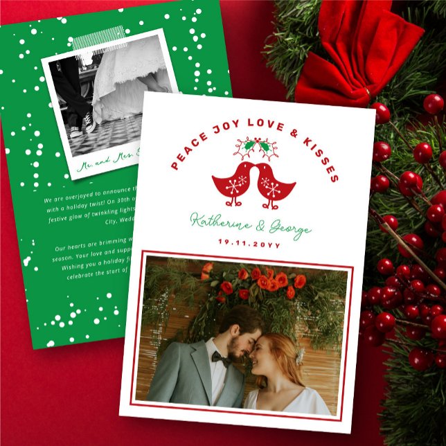 Cartes Pour Fêtes Annuelles Cute Retro Embrasser Poussins Paix Joy Amour Baise (Créateur téléchargé)