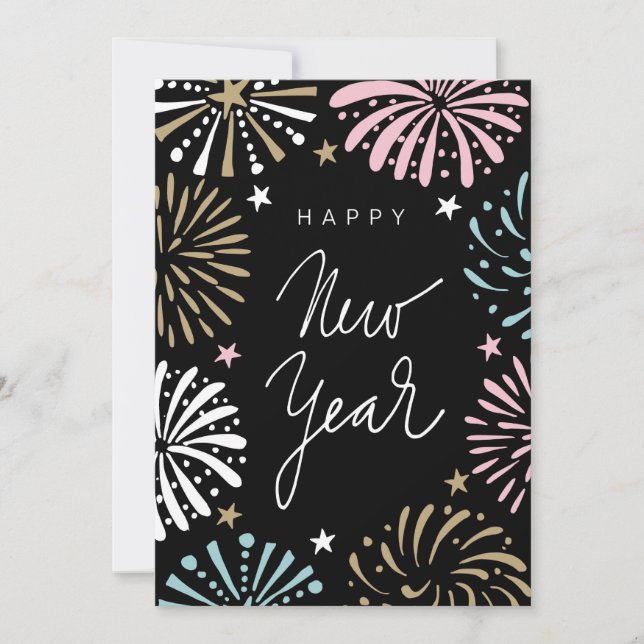 Cartes Pour Fêtes Annuelles Cute Retro Pastel Bonne Année (Devant)