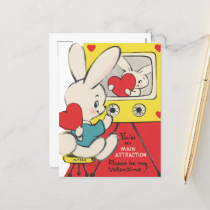 Cartes Pour Fêtes Annuelles Cute rétro vintage lapin de Saint Valentin