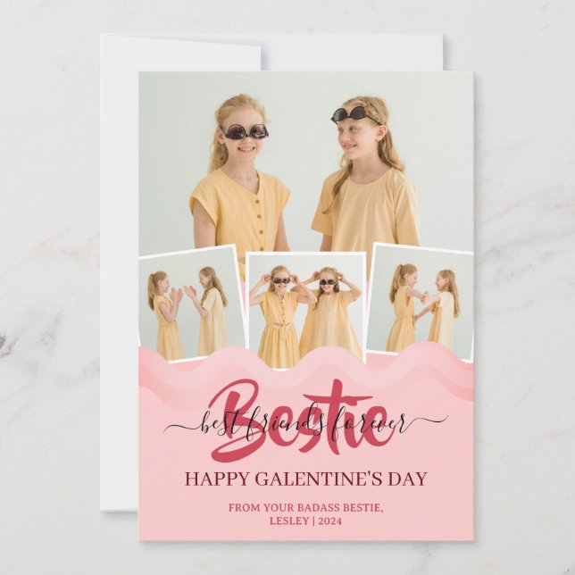 Cartes Pour Fêtes Annuelles Cute Rose Drip Happy Galentines day bestie Photo (Devant)