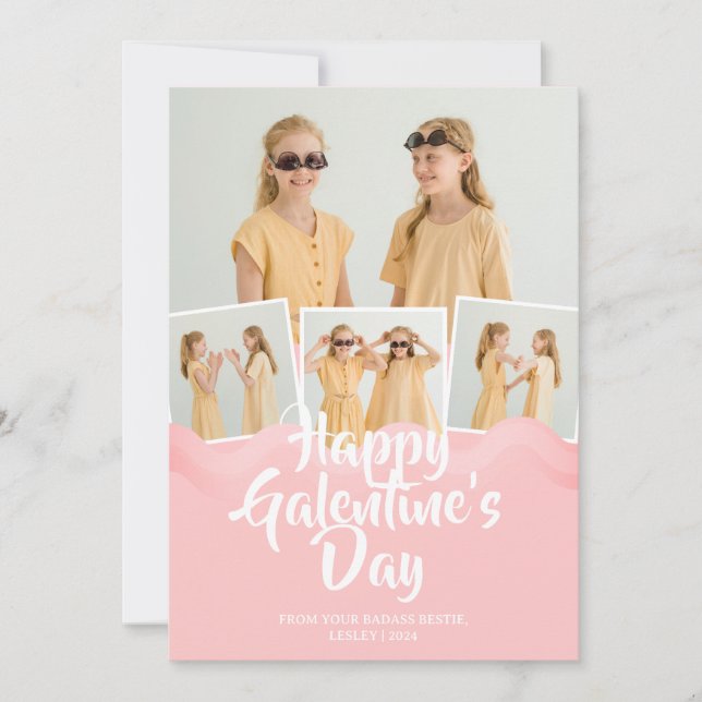Cartes Pour Fêtes Annuelles Cute Rose Drip Happy Galentines day bestie Photo (Devant)