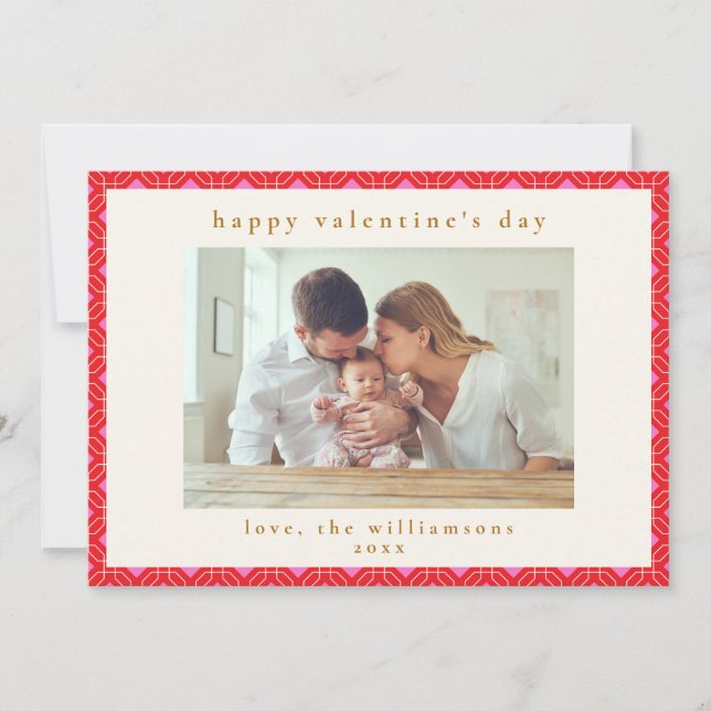 Cartes Pour Fêtes Annuelles Cute Rose Rouge Custom Family Photo Saint Valentin (Devant)