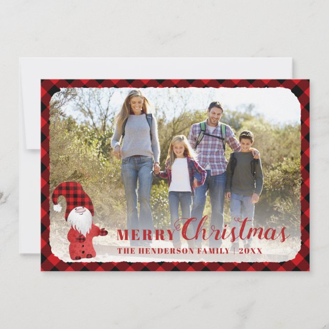 Cartes Pour Fêtes Annuelles Cute Rustic Personnalisé Photo de famille Noël (Devant)