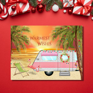 Cartes Pour Fêtes Annuelles Cute RV Camper Warmest Warmest Beach Noël