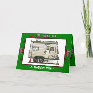 Cartes Pour Fêtes Annuelles Cute RV Vintage Toy Hauler Camper Trailer