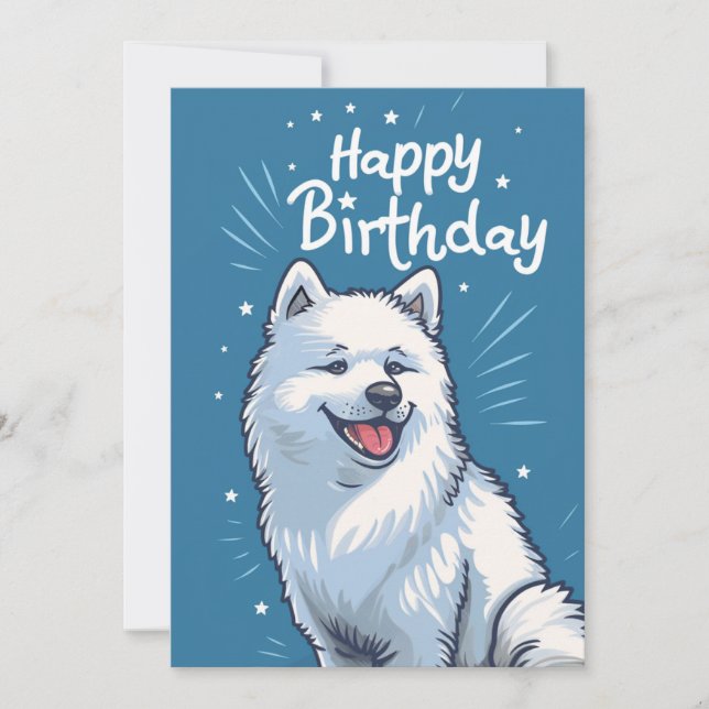 Cartes Pour Fêtes Annuelles Cute Samoyed Joyeux anniversaire (Devant)