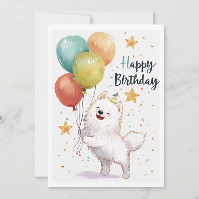 Cartes Pour Fêtes Annuelles Cute Samoyed Joyeux anniversaire (Devant)