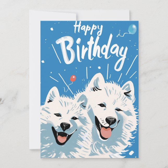 Cartes Pour Fêtes Annuelles Cute Samoyed Joyeux anniversaire (Devant)