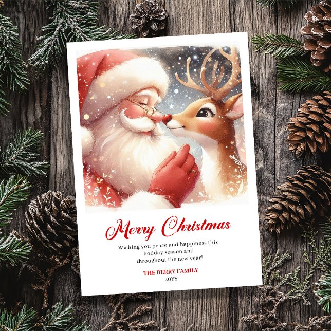 Cartes Pour Fêtes Annuelles Cute Santa And Rudolph Merry Holiday Greeting Card (Cute Santa And Rudolph Merry Holiday Greeting Card)