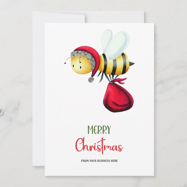 Cartes Pour Fêtes Annuelles Cute Santa Bee Apiary Business Logo Christmas (Devant)