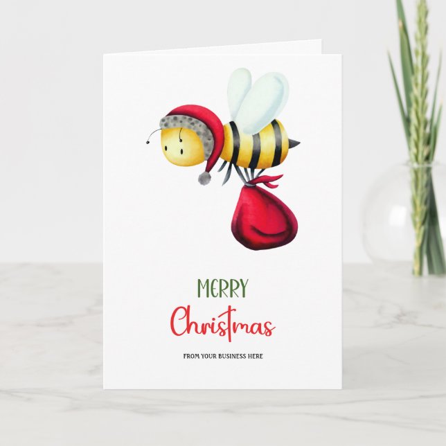 Cartes Pour Fêtes Annuelles Cute Santa Bee Apiary Logo Business Christmas (Devant)