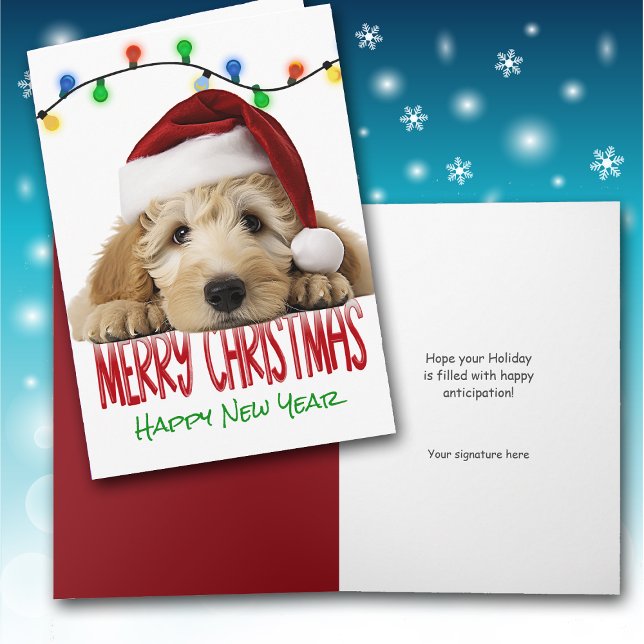 Cartes Pour Fêtes Annuelles Cute Santa Goldendoodle Christmas Card (Créateur téléchargé)