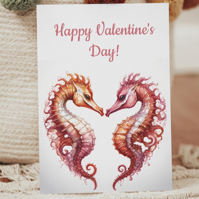 Cartes Pour Fêtes Annuelles Cute Seahorse Coeur Saint Valentin (Créateur téléchargé)
