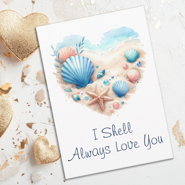 Cartes Pour Fêtes Annuelles Cute Seashell Heart Beach Love Valentine's Day (Beach Lovers Seashell Heart Valentine's Day card)