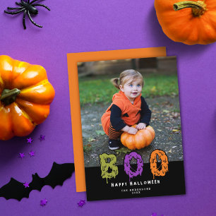 Cartes Pour Fêtes Annuelles Cute Slimy Boo! Halloween Photo Holiday Card