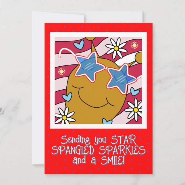 Cartes Pour Fêtes Annuelles Cute Snail Star Spangled Sourires 4 Juillet (Devant)