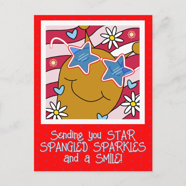 Cartes Pour Fêtes Annuelles Cute Snail Star Spangled Sourires 4 Juillet (Devant)