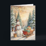Cartes Pour Fêtes Annuelles Cute Snowman<br><div class="desc">A cute snowman with gifts</div>