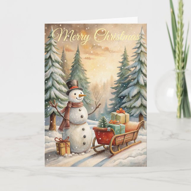 Cartes Pour Fêtes Annuelles Cute Snowman (Devant)