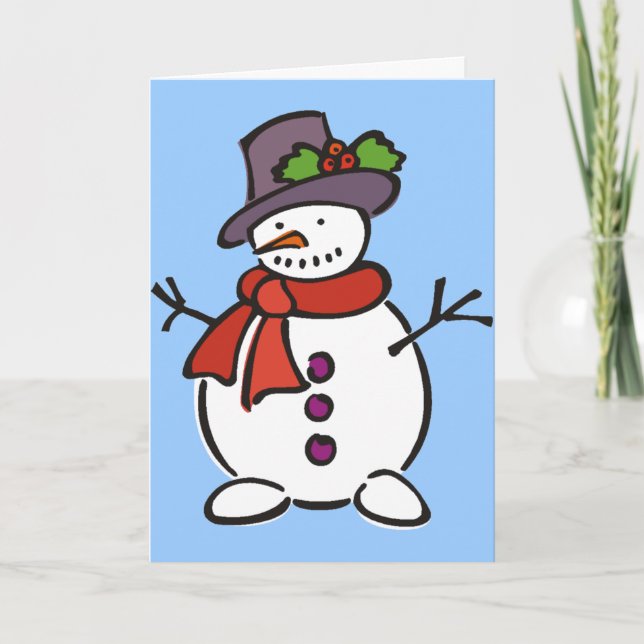 Cartes Pour Fêtes Annuelles Cute Snowman (Devant)